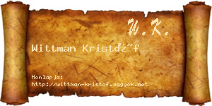 Wittman Kristóf névjegykártya